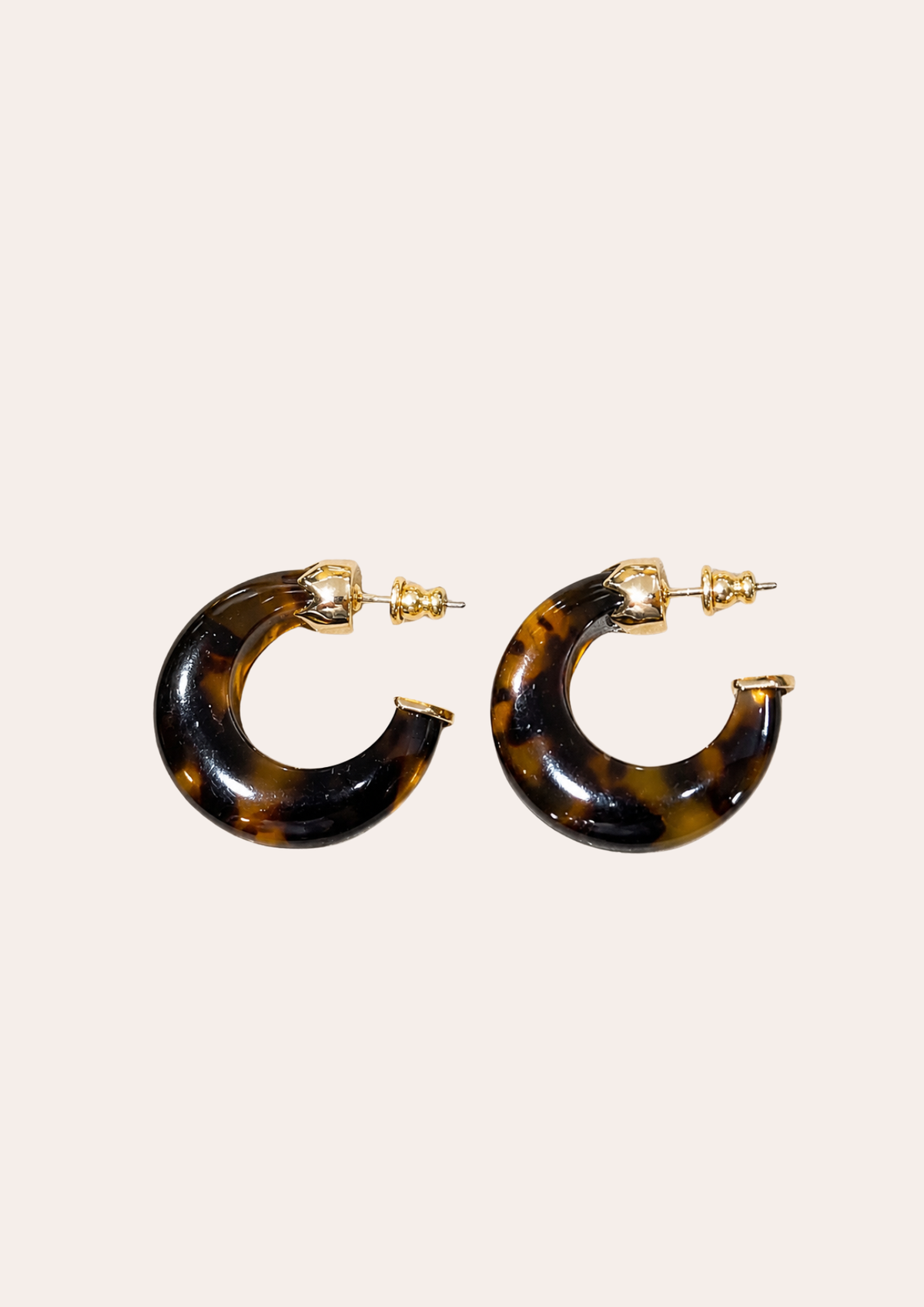 Boucles d'oreilles Gas Bijoux - créoles Abalone mini or acétate / écaille marron