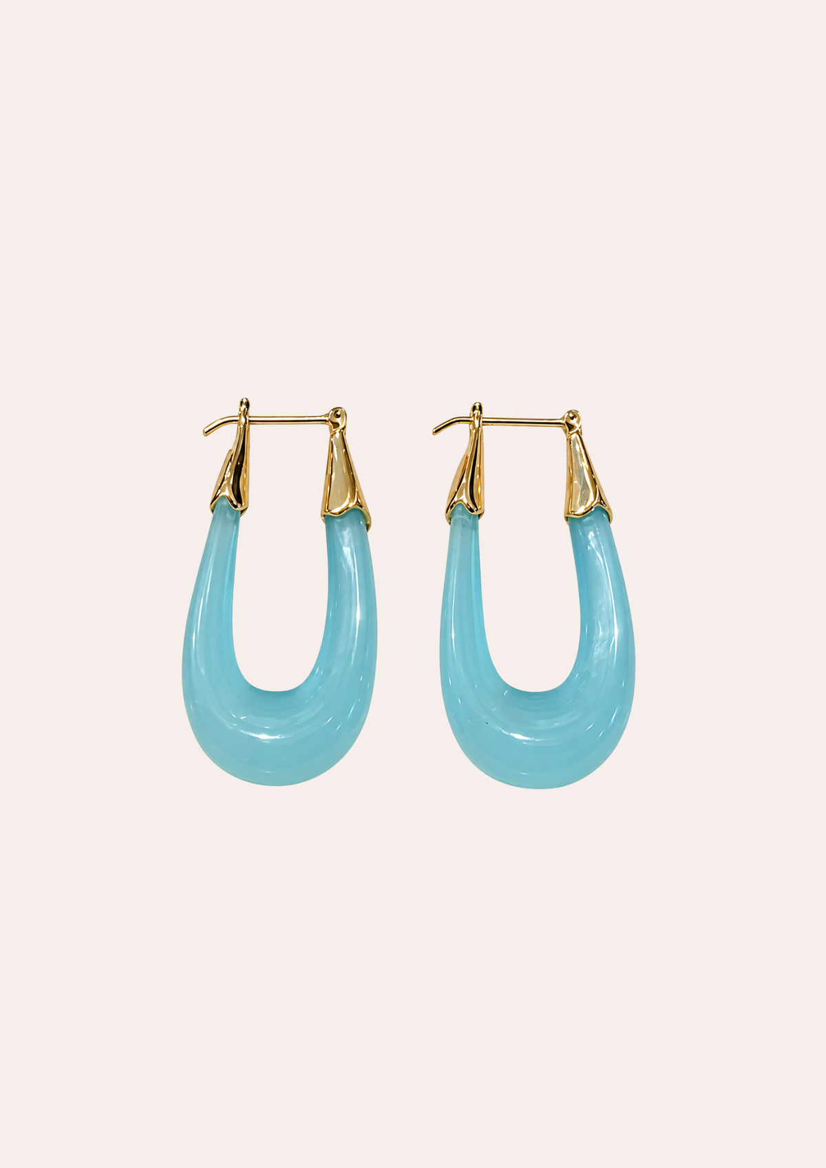 Gas Bijoux Earrings - Ecume large model acetate gold / sky blue