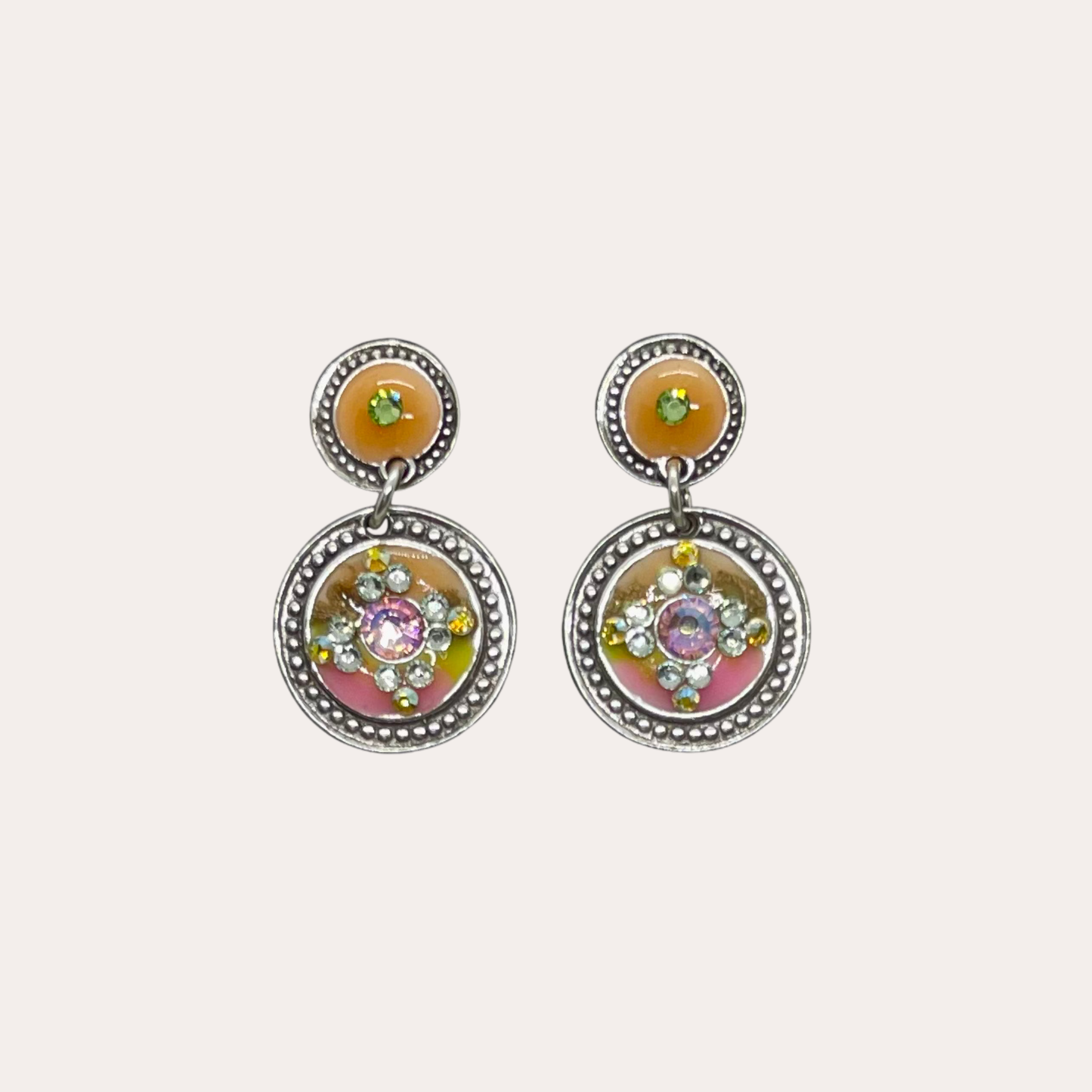 Boucles d'oreilles GAS Bijoux - Sequin argent rose / orangé