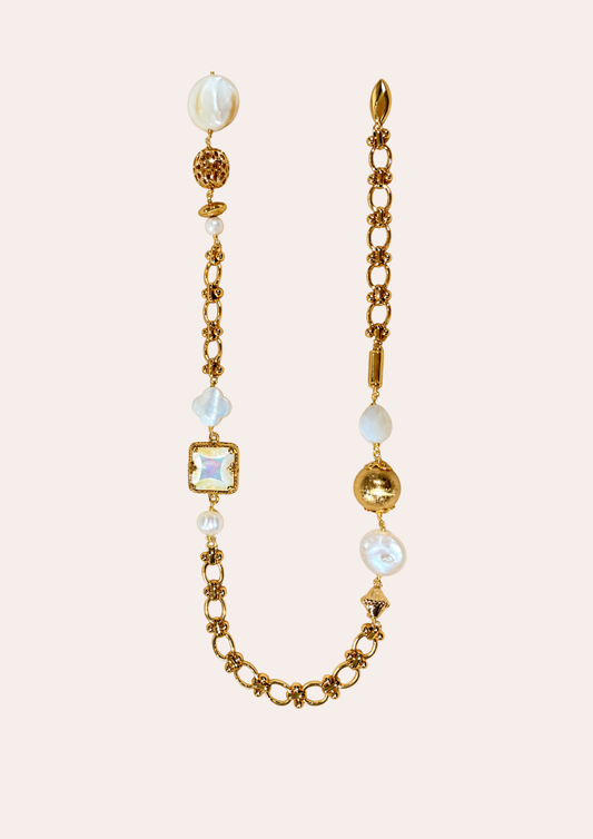 Sautoir Gas Bijoux - Victorien or / nacre blanche