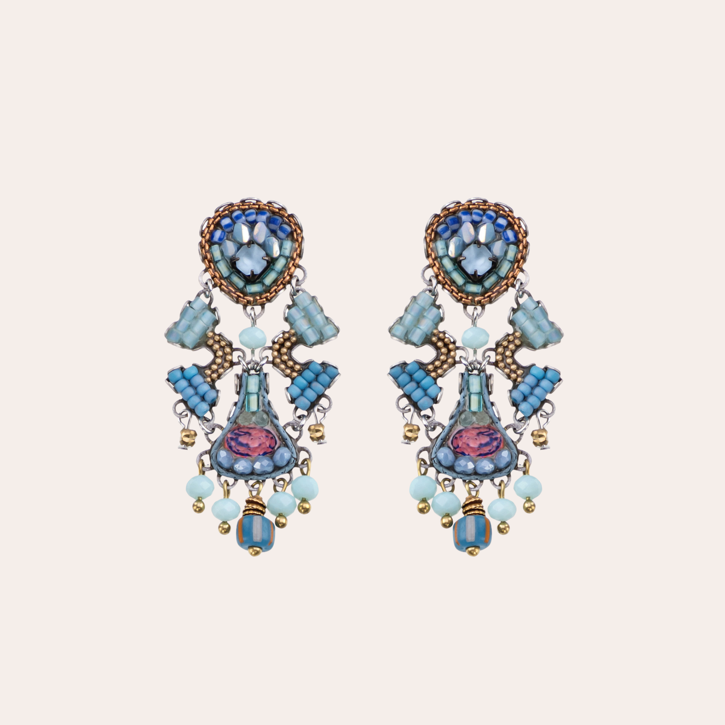 Boucles d'oreilles Ayala Bar - Blue bird bleu / rose