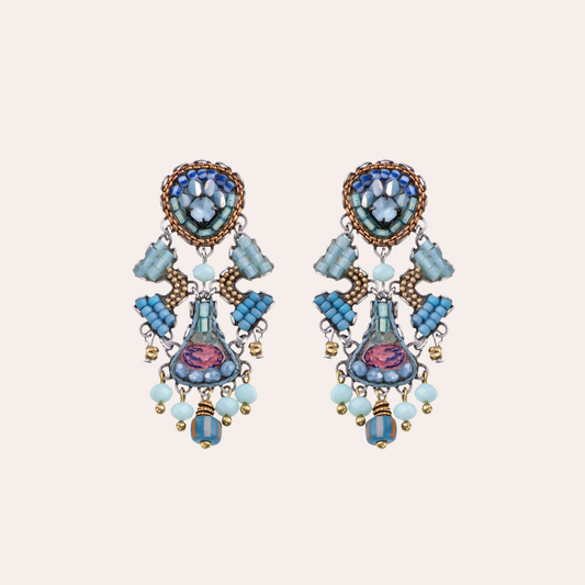 Boucles d'oreilles Ayala Bar - Blue bird bleu / rose