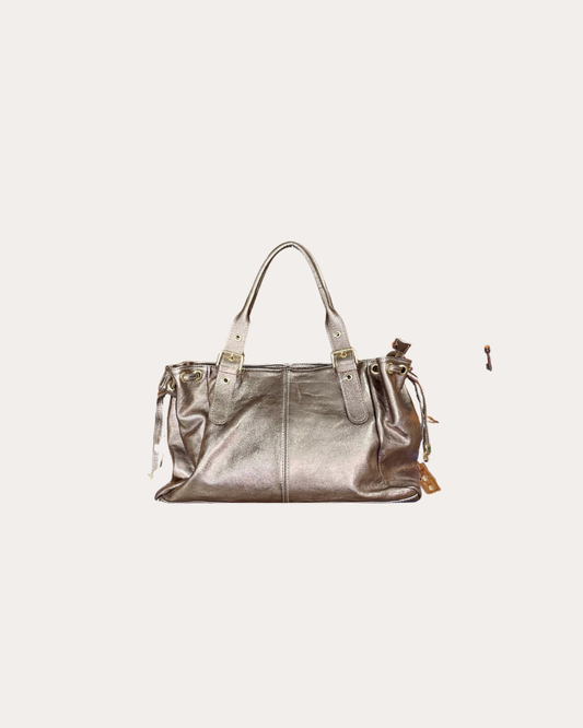 Iridescent bronze leather bag