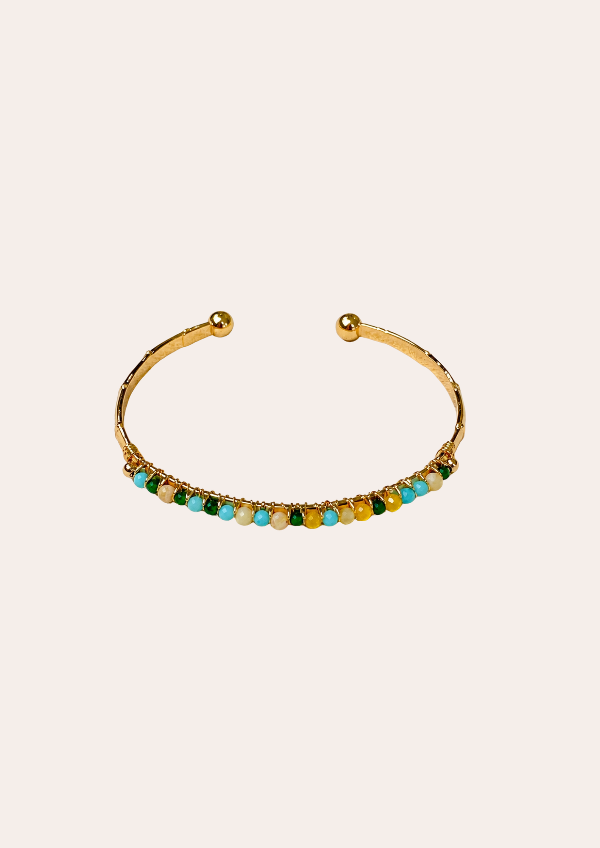 Bracelet Gas Bijoux - Jonc Lyre petit modèle or /jaune / turquoise