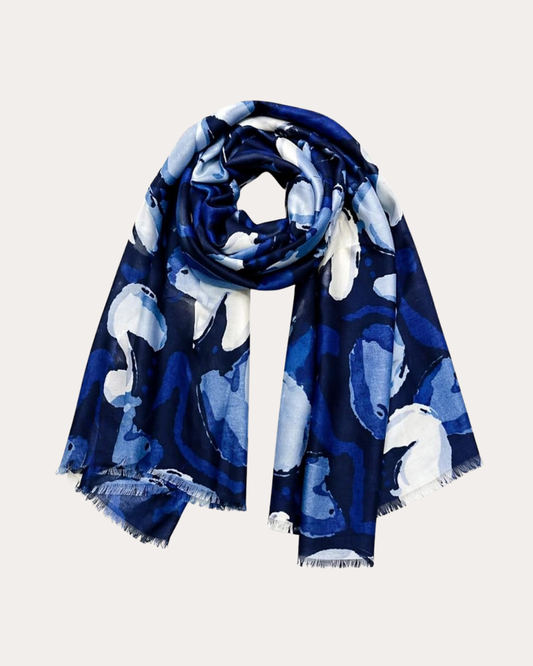 Printed blue scarf