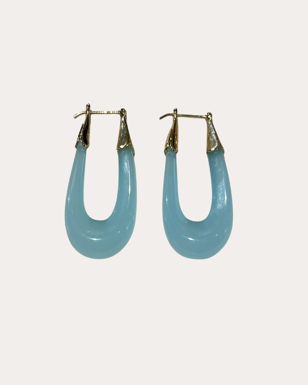 Gas Bijoux Earrings - Ecume large model acetate gold / sky blue