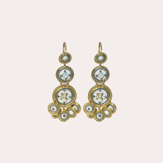 Boucles d'oreilles GAS Bijoux - Sequins triple ivoire or