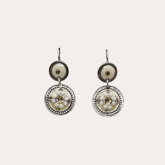 Boucles d'oreilles GAS Bijoux -  Sequin simple argent / ivoire / nude