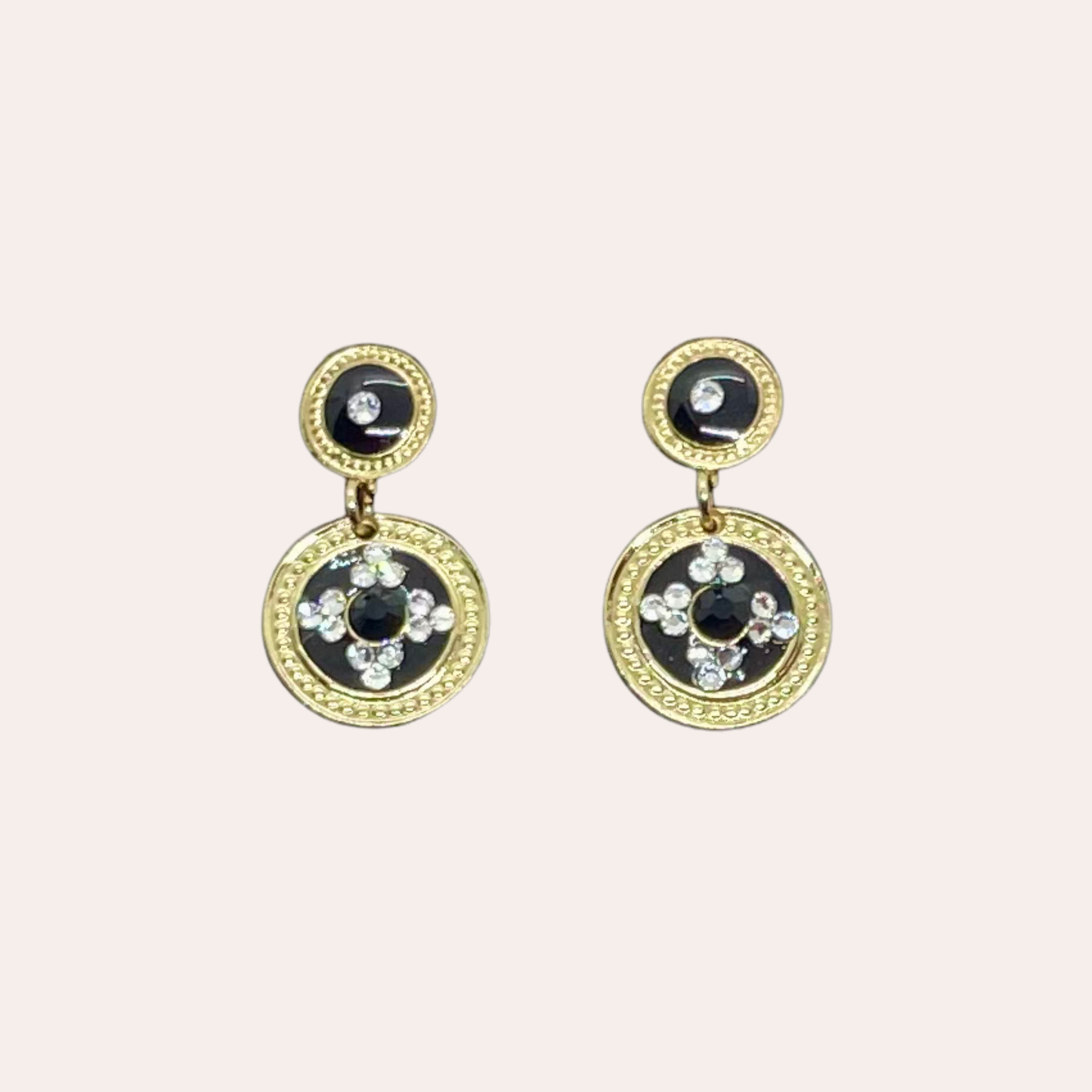 Boucles d'oreilles GAS Bijoux - Sequins or / noir sur CLIPS