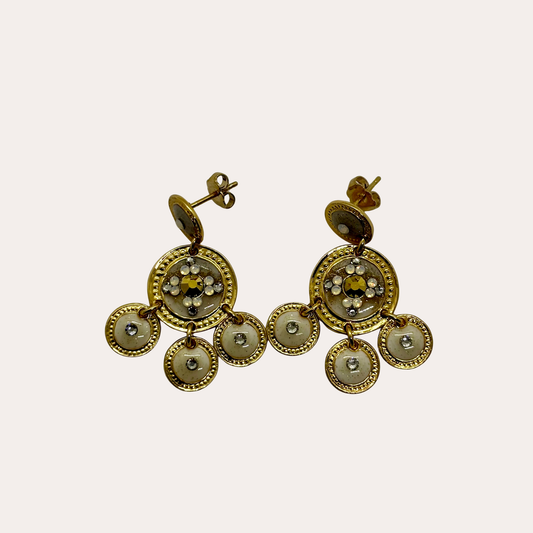 Boucles d'oreilles GAS Bijoux - Sequins doubles or / beige nude