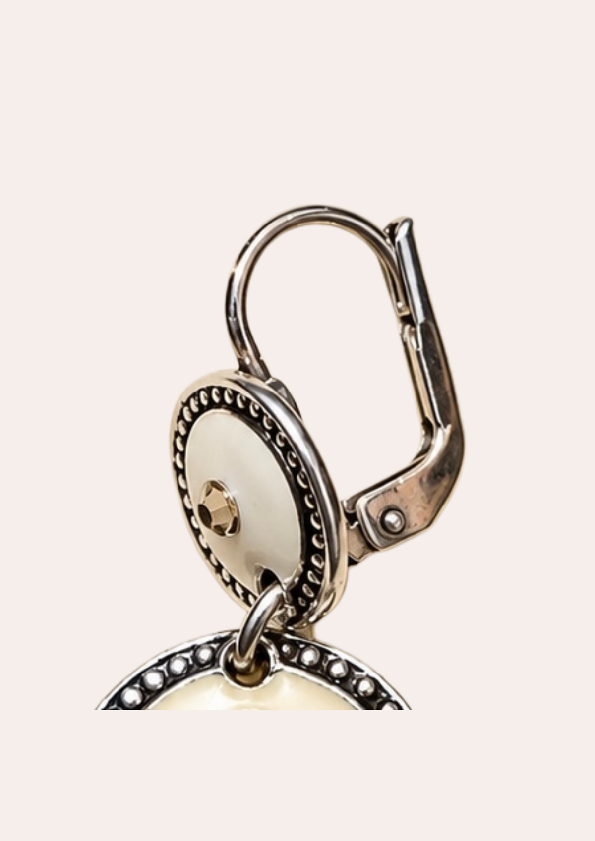 Boucles d'oreilles Gas Bijoux - Sequin trois rangs / argent beige nude dormeuses