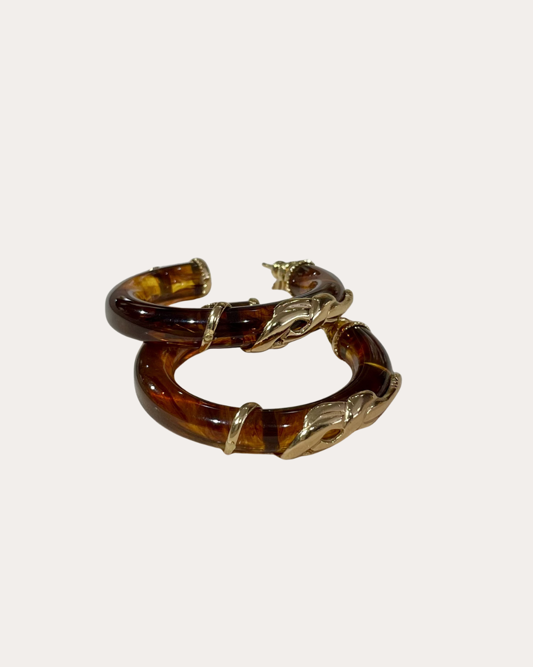 Pendientes Gas Bijoux - Cobra modelo pequeño acetato ámbar / oro