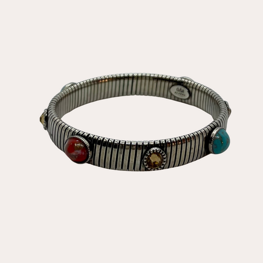 Bracelet GAS Bijoux - Strada moyen modèle argent turquoise / corail