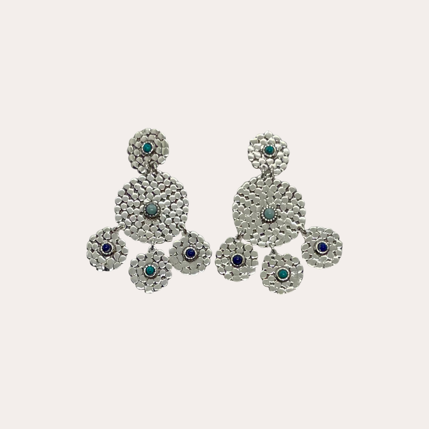 Boucles d'oreilles GAS Bijoux - Lucky Sequin petit modèle argent cabochons bleus