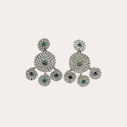 Boucles d'oreilles GAS Bijoux - Lucky Sequin petit modèle argent cabochons bleus