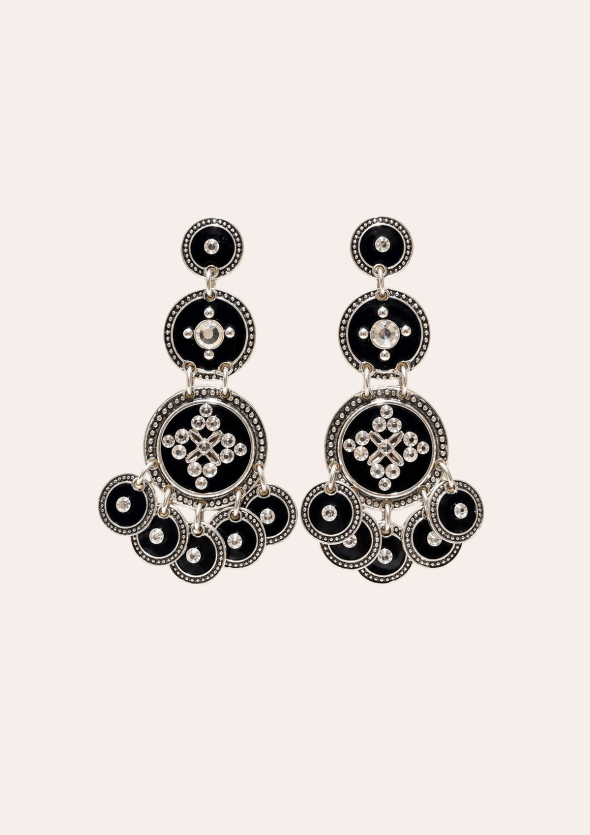 Boucles d'oreilles Gas Bijoux - Sequin trois rangs / argent noir