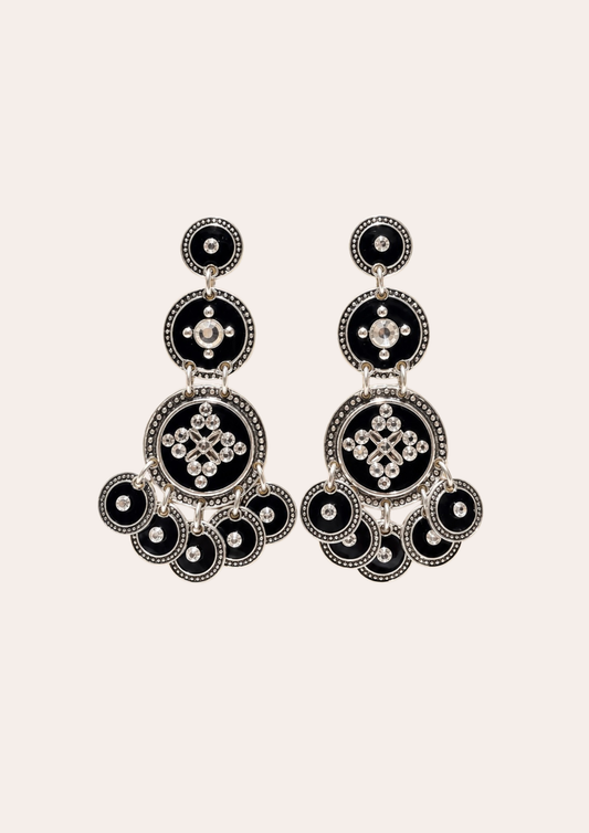 Boucles d'oreilles Gas Bijoux - Sequin trois rangs / argent noir