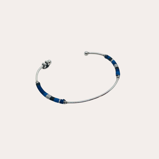 Jonc GAS Bijoux - Zanzibar argent / bleu marine