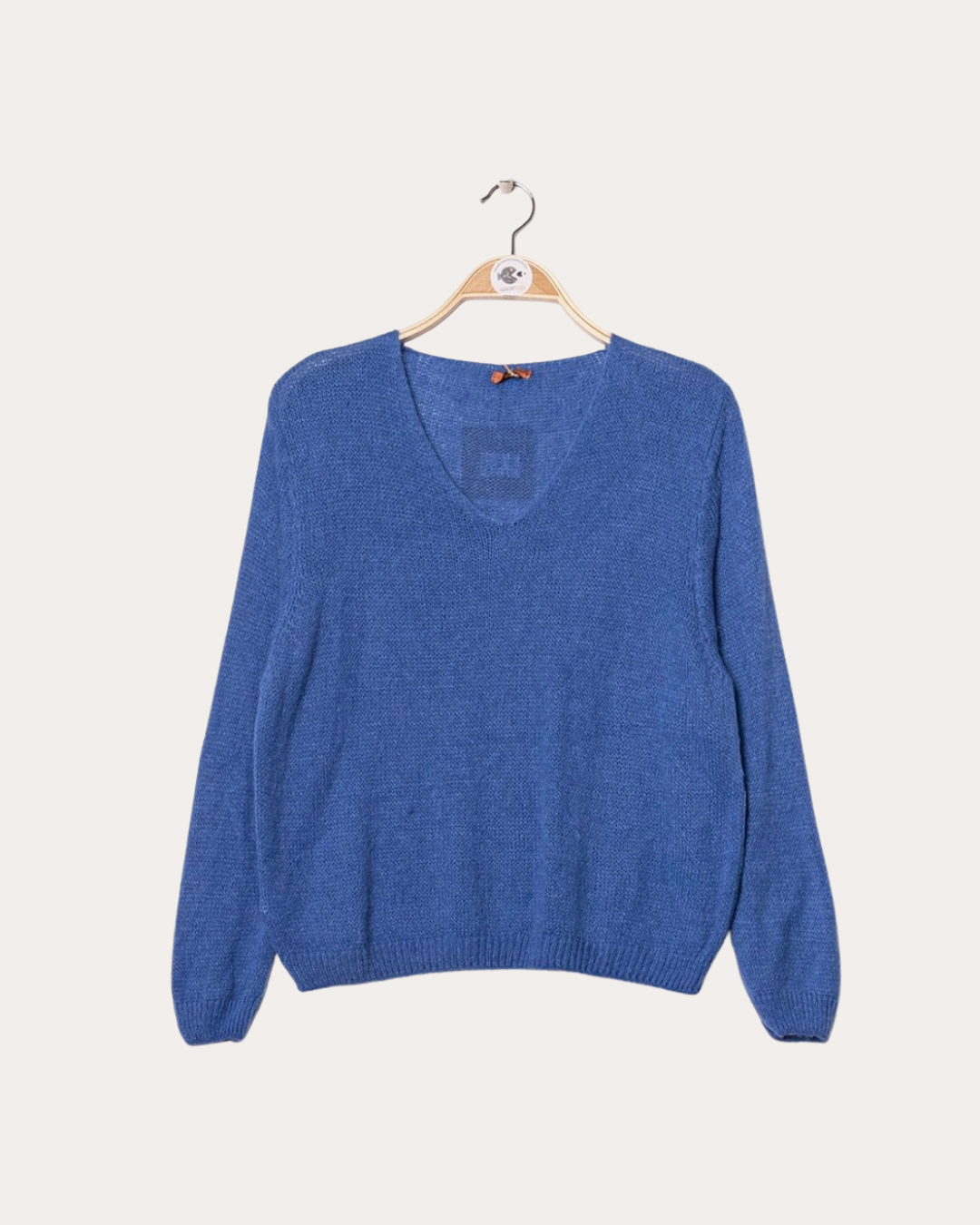 Zelia sweater - V-neck baby alpaca blend in blue