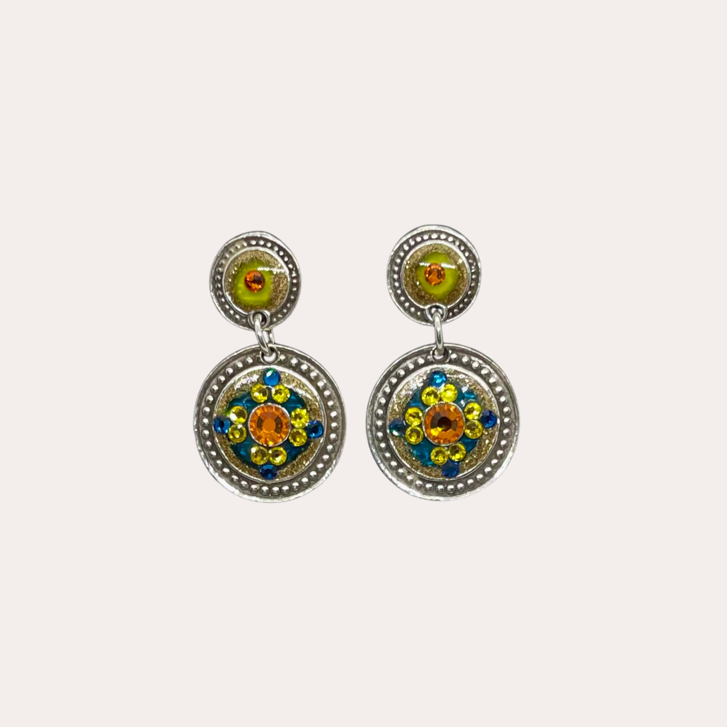 Boucles d'oreilles GAS Bijoux - Sequin argent bleu / jaune / orangé