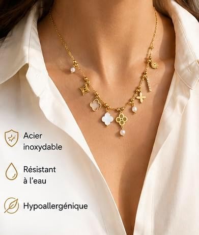 Collier breloques acier inoxydable