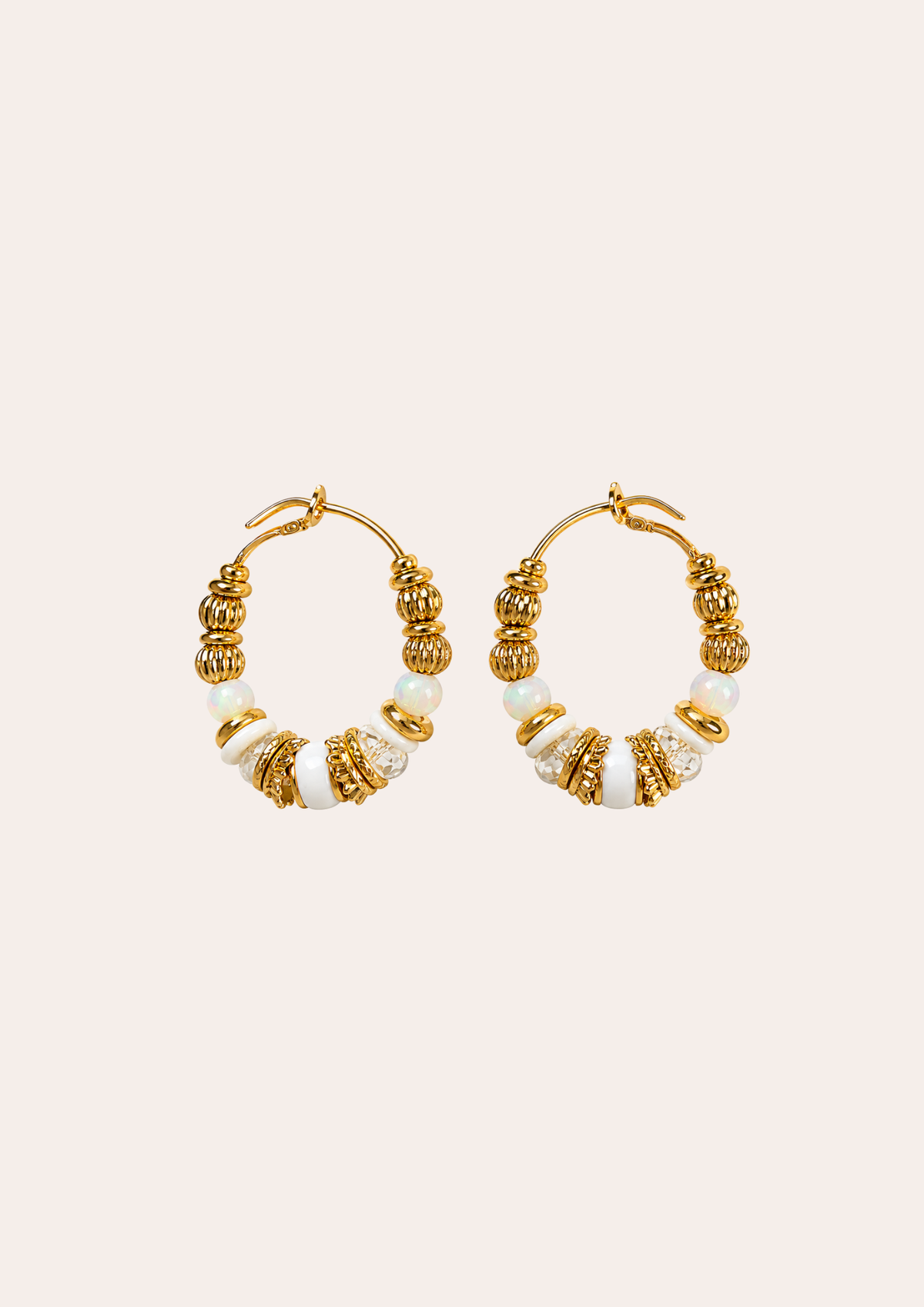 Boucles d'oreilles Gas Bijoux - Créoles Aloha mini or / blanches