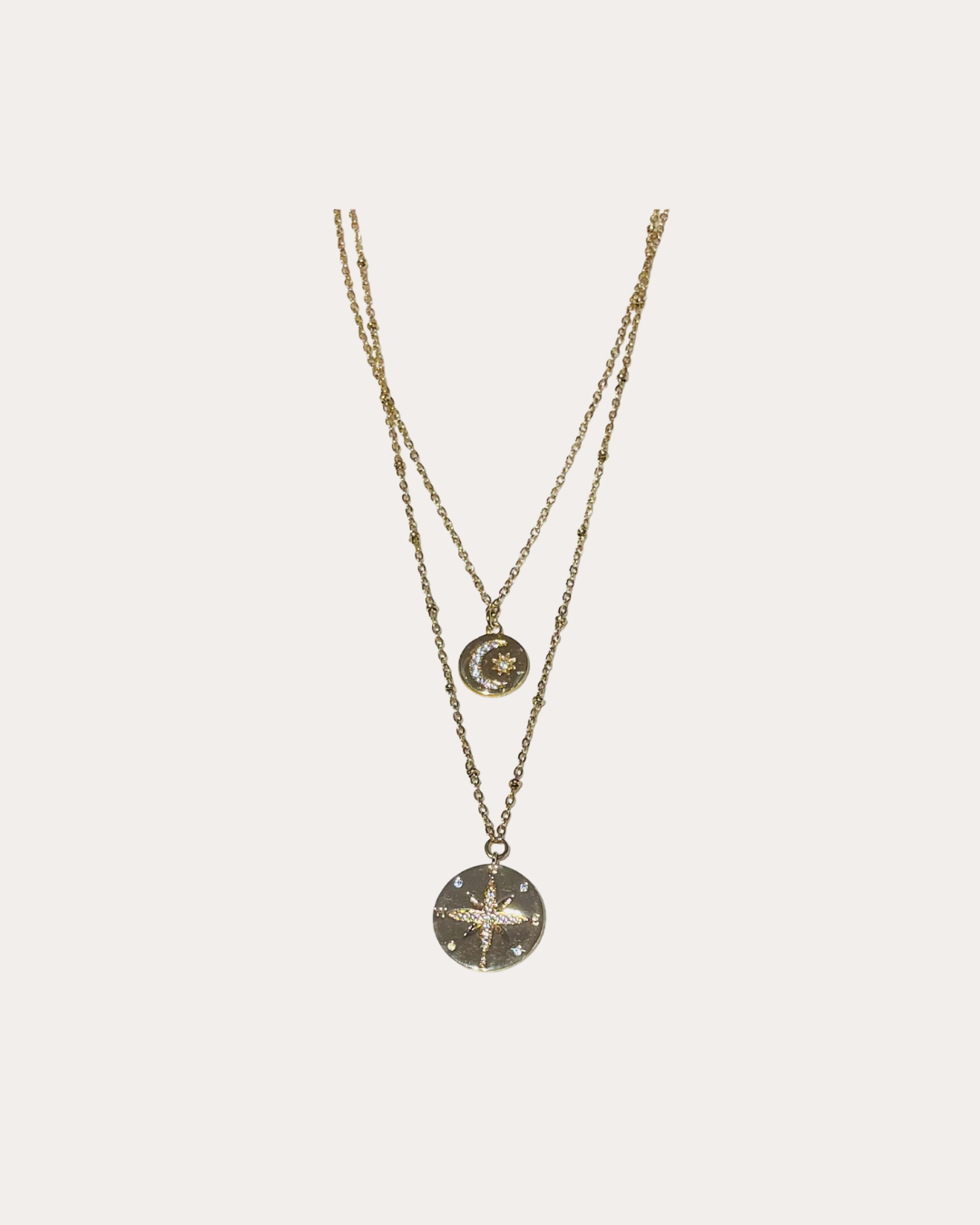 Chorange Bijoux Necklace - Famous Two-Row Gold / Rhinestone