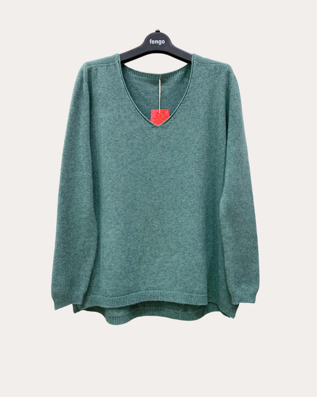 Basic V-neck green sweater