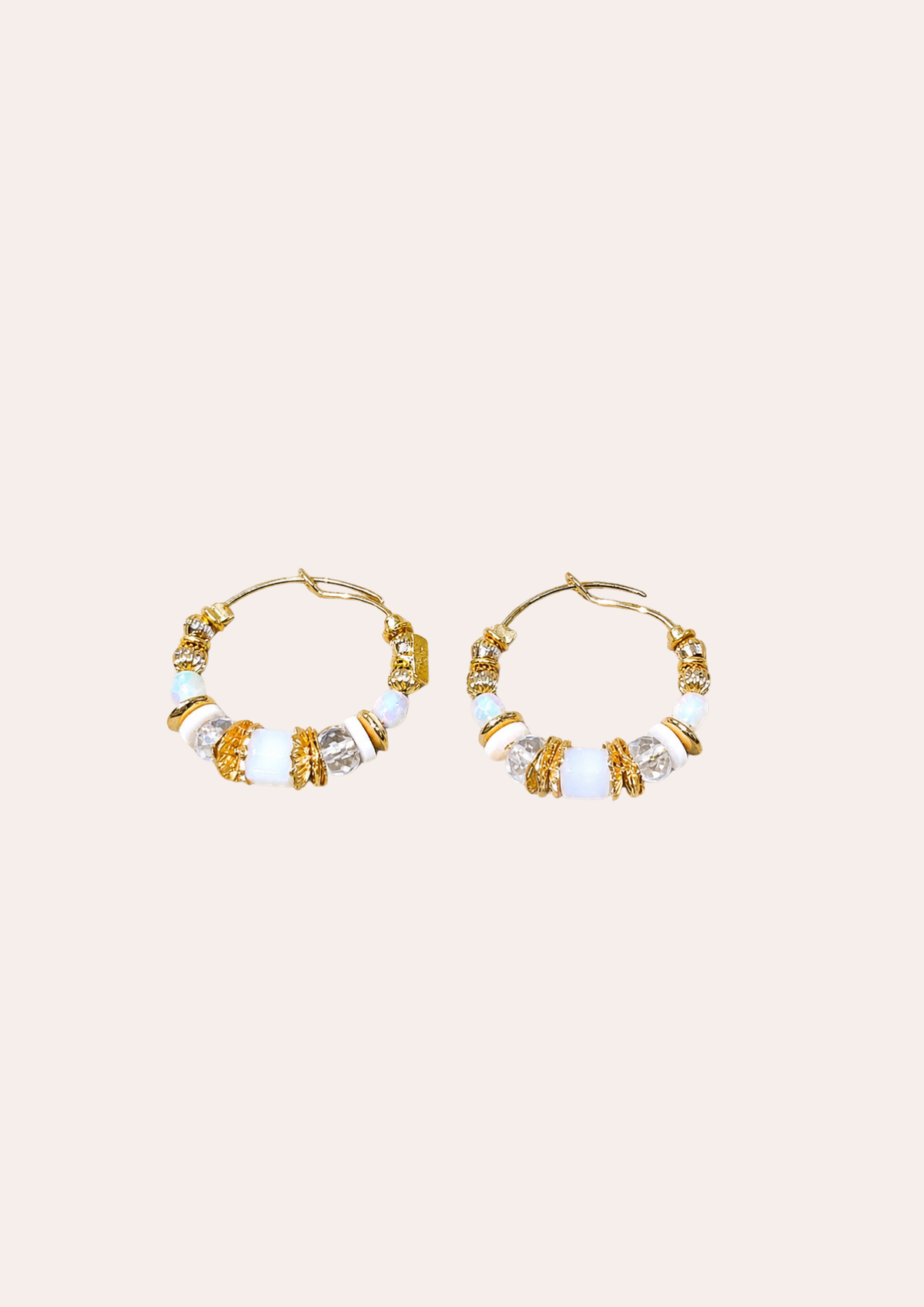 Boucles d'oreilles Gas Bijoux - Créoles Aloha mini or / blanches