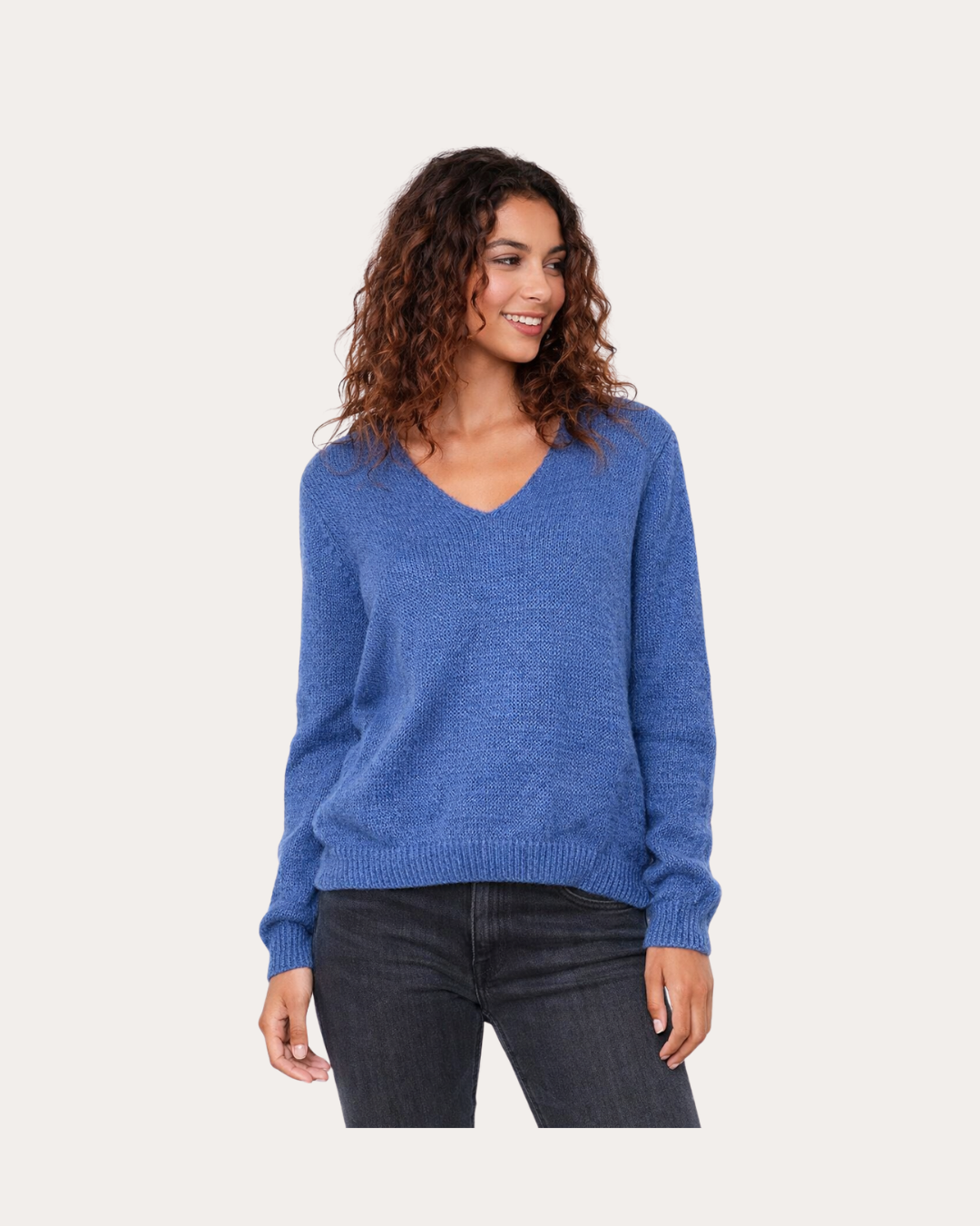 Zelia sweater - V-neck baby alpaca blend in blue