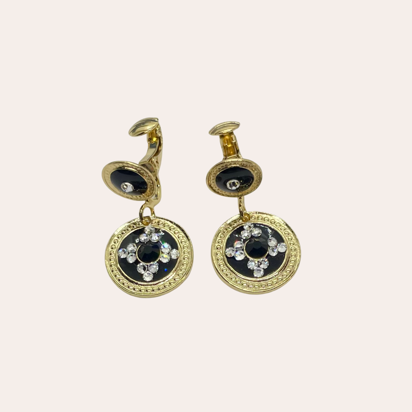 Boucles d'oreilles GAS Bijoux - Sequins or / noir sur CLIPS