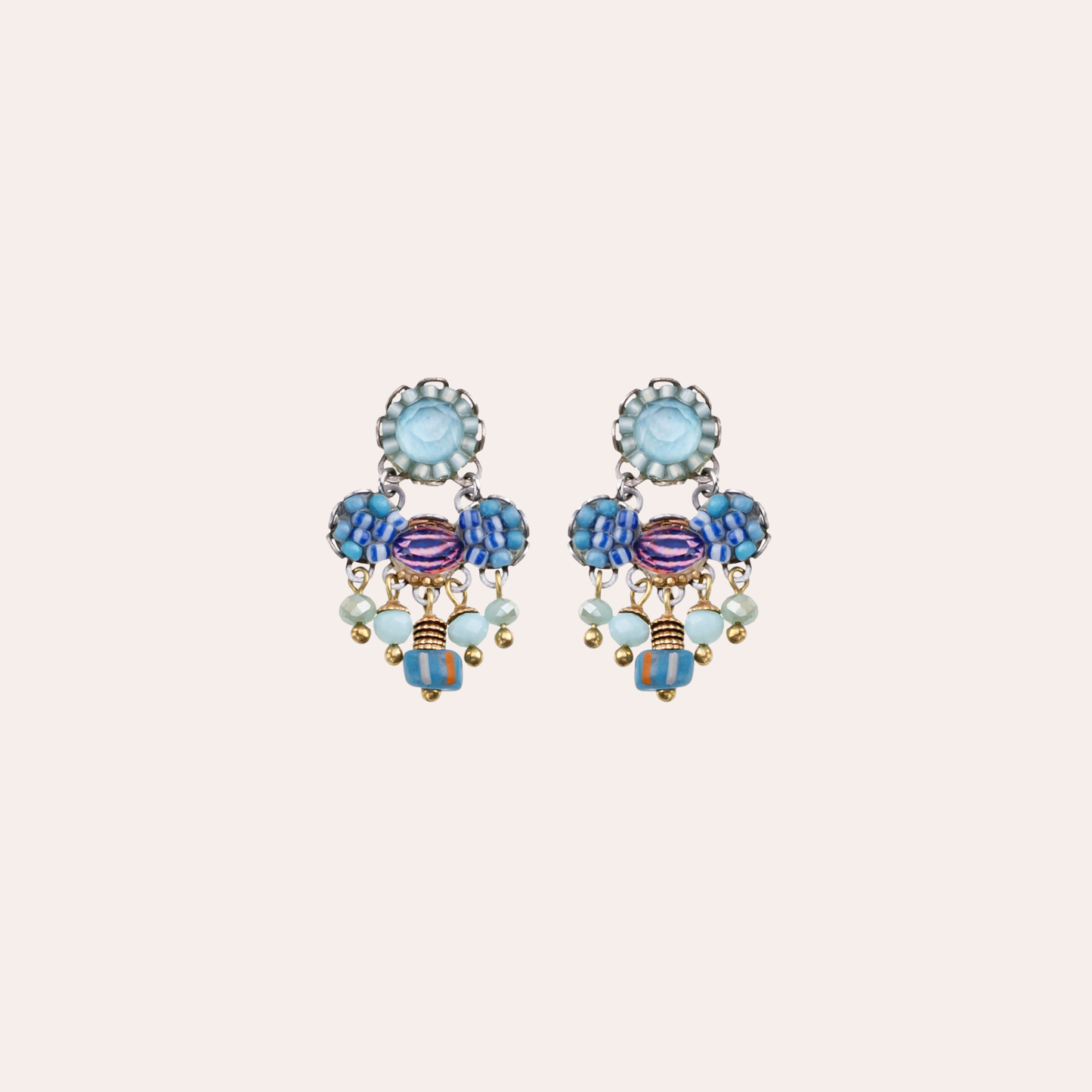 Boucles d'oreilles Ayala Bar - Blue bird bleu / rose
