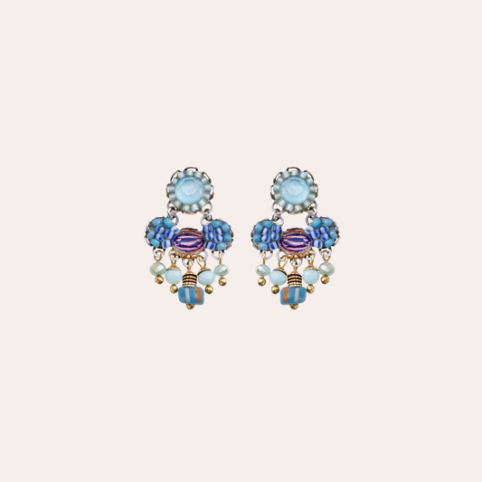 Boucles d'oreilles Ayala Bar - Blue bird bleu / rose