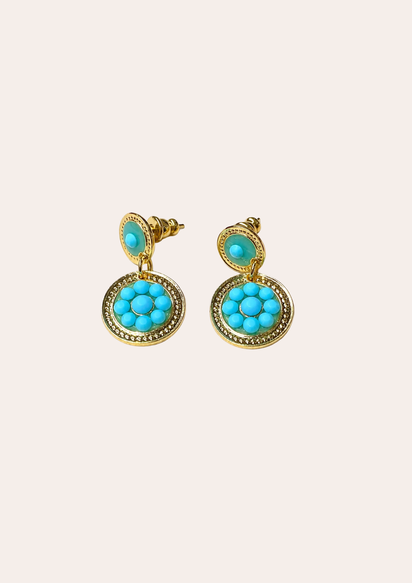 Boucles d'oreilles GAS Bijoux - Sequins simple turquoise / or
