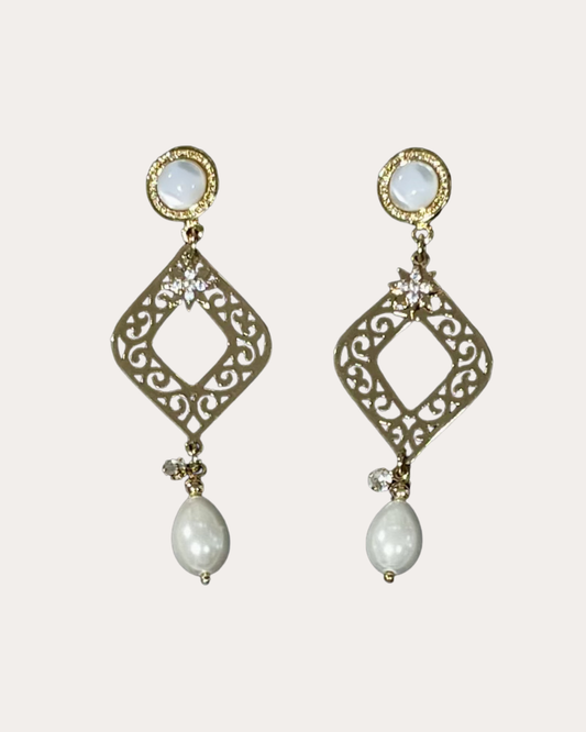 Boucles d'oreilles Chorange bijoux - Anoudi or / nacre