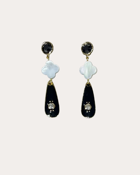 Boucles d'oreilles Chorange Bijoux - Mushe or / émail noir