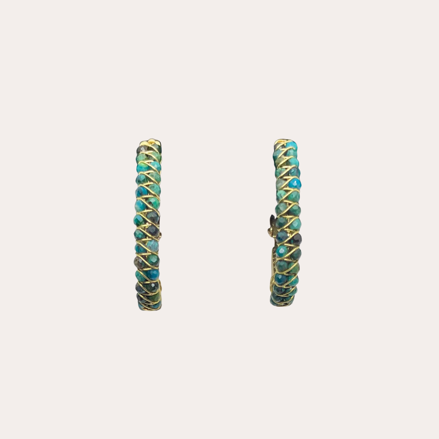 Boucles d'oreilles GAS Bijoux -  créoles Lyre or / bleu canard