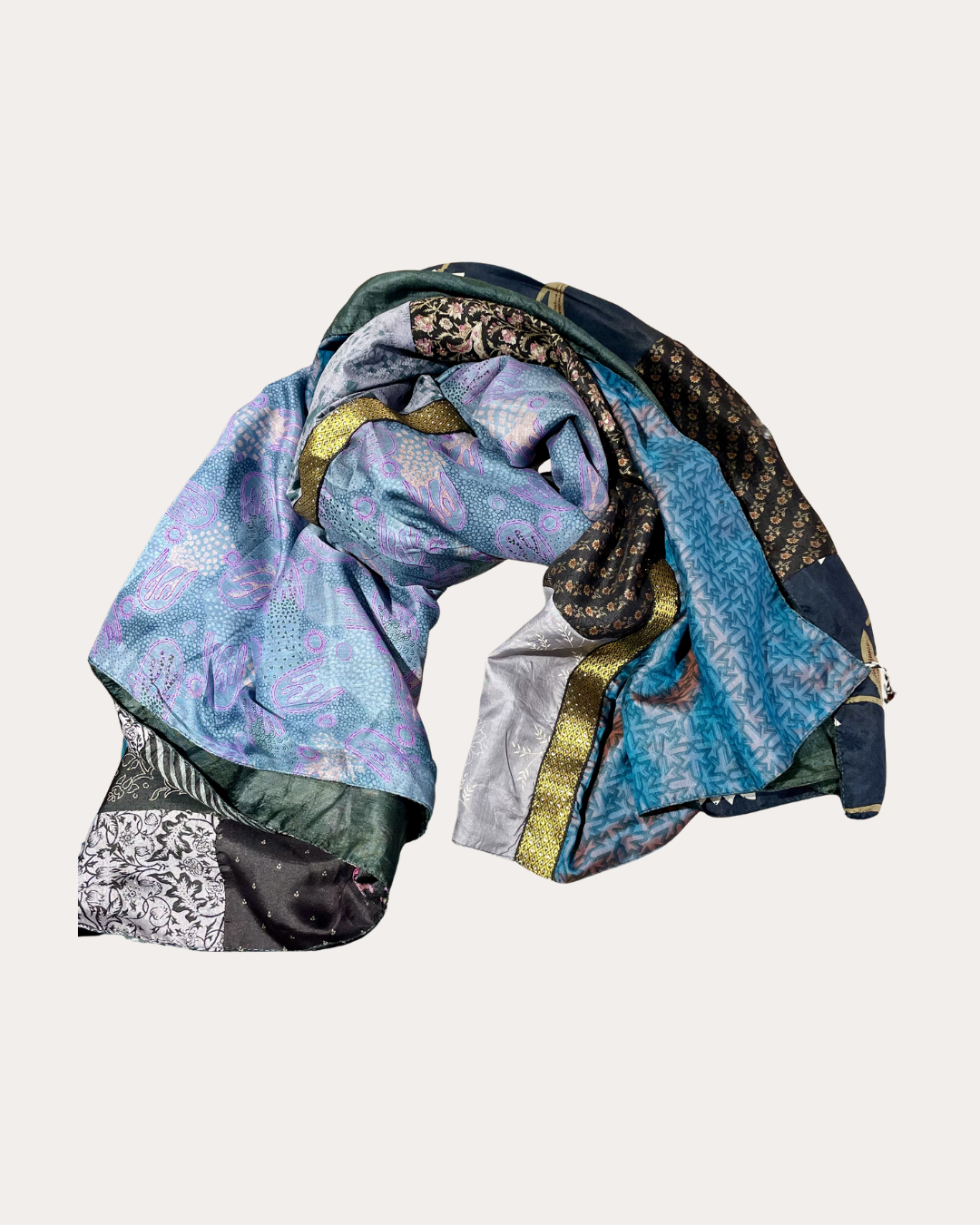 Silk Square Palm - 4 Patches + 4 Tassels black / grey blue