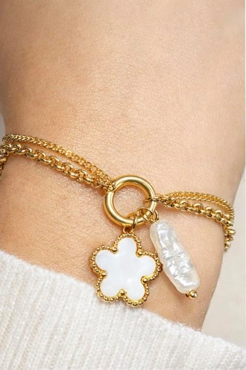 Gold Stainless Steel Bracelet / white