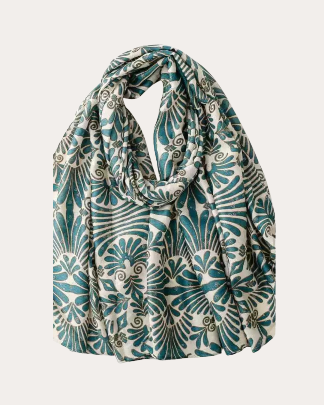 Duck egg blue and beige scarf - gold threads