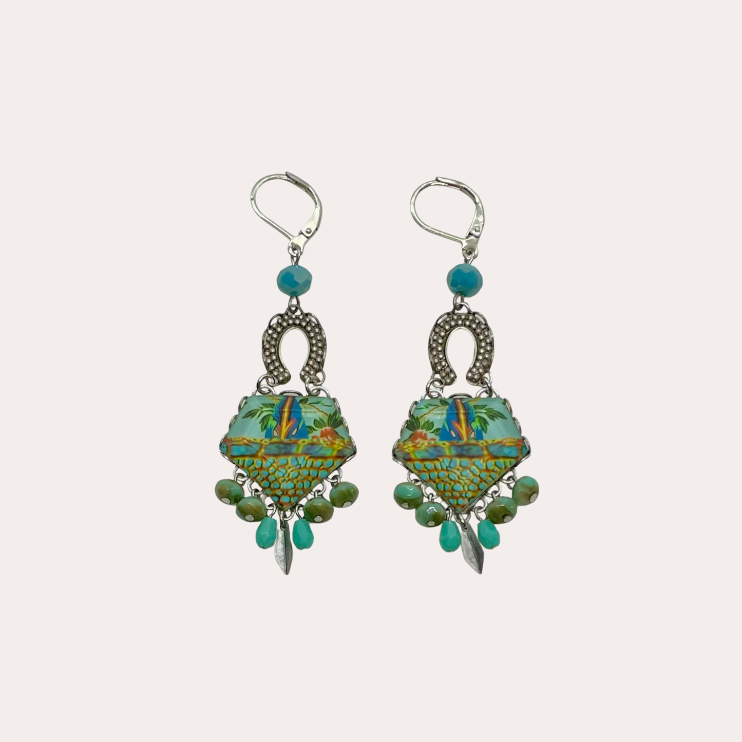 Boucles d'oreilles Ayala Bar - Clover blooms turquoise / vert