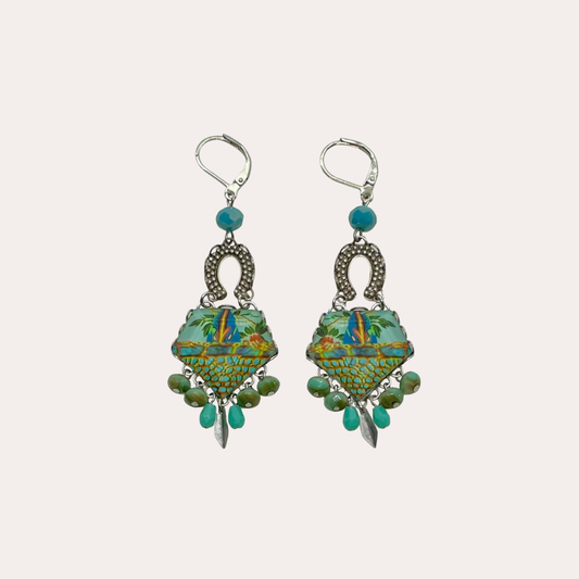 Boucles d'oreilles Ayala Bar - Clover blooms turquoise / vert