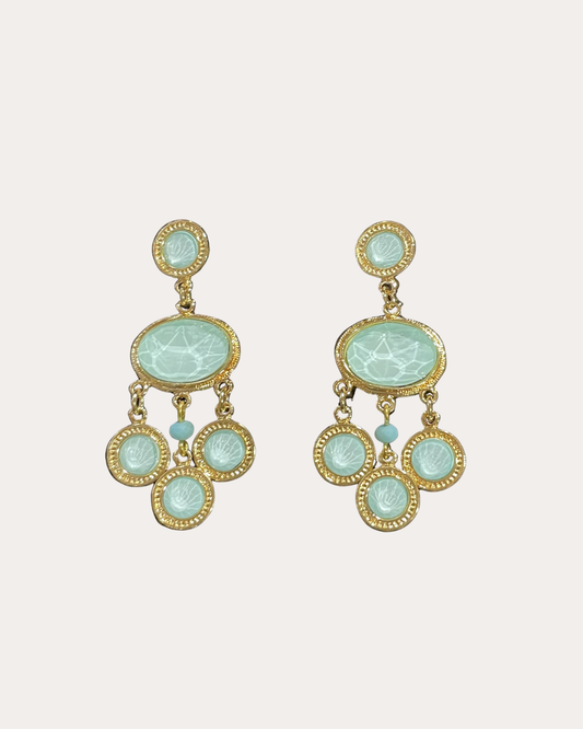 Boucles d'oreilles Chorange bijoux - Chouka or / cristal aqua
