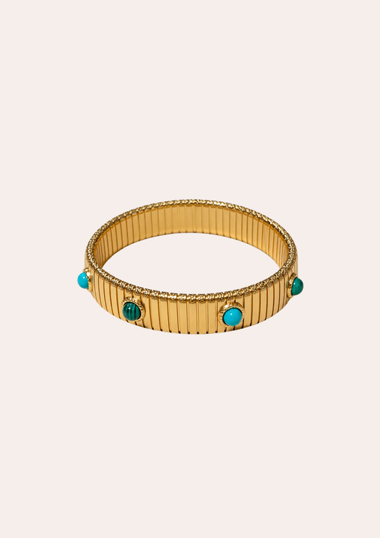 Bracelet Gas Bijoux - Jonc Strada moyen modèle or /turquoise