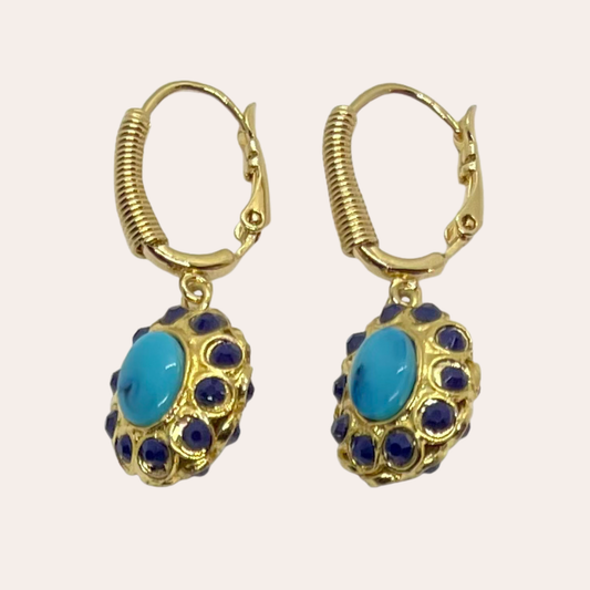 Boucles d'oreilles GAS Bijoux - Tao Splash or turquoise / marine