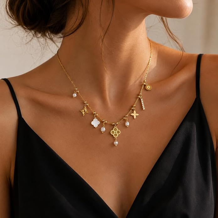 Collier breloques acier inoxydable