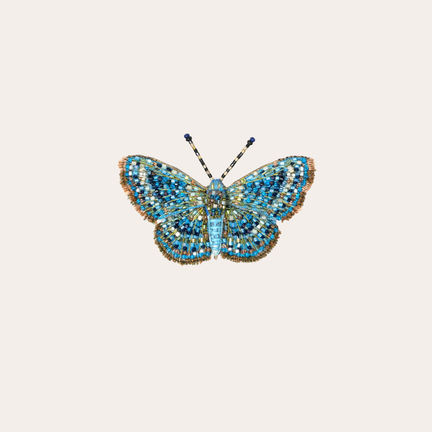 Broche Trovelore -  papillon bleu canard / vert