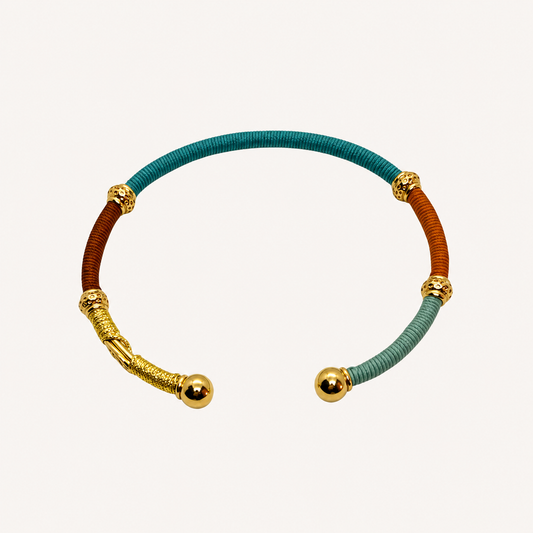 GAS Bijoux Bracelet - Gold turquoise / brick Zanzifull bangle