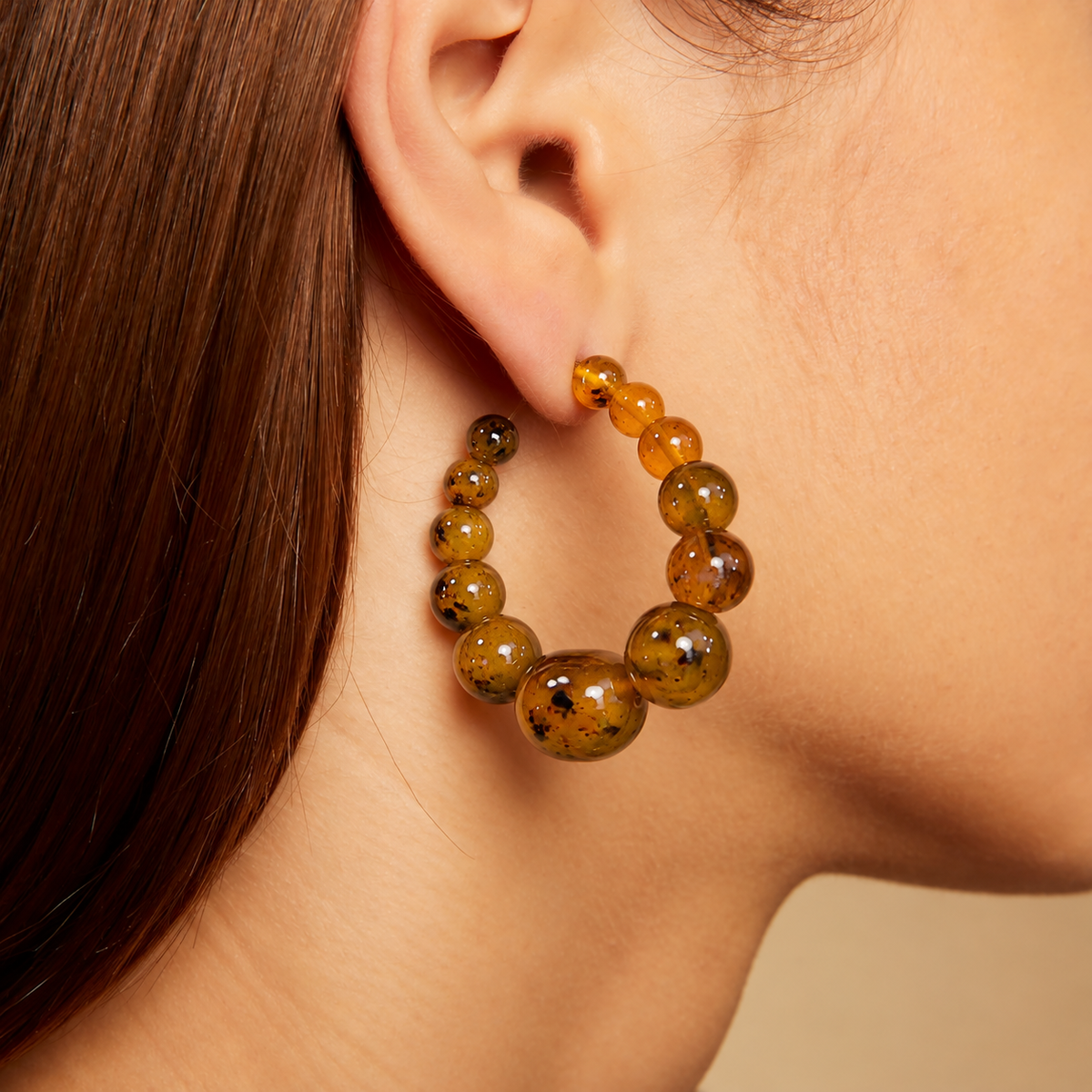 Boucles d'oreilles Gas Bijoux - créoles Andy petit modèle acétate / ambre
