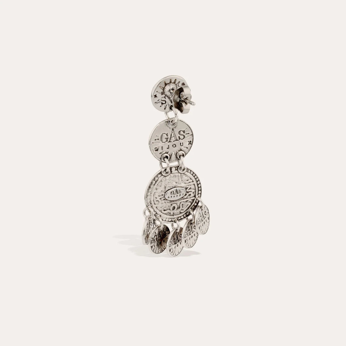 Boucles d'oreilles Gas Bijoux - Sequin trois rangs / argent noir